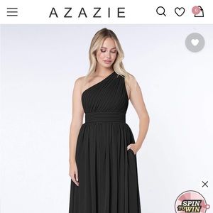 A-Line One Shoulder Chiffon Floor-Length Dress; Black; Size 18 (*from website).